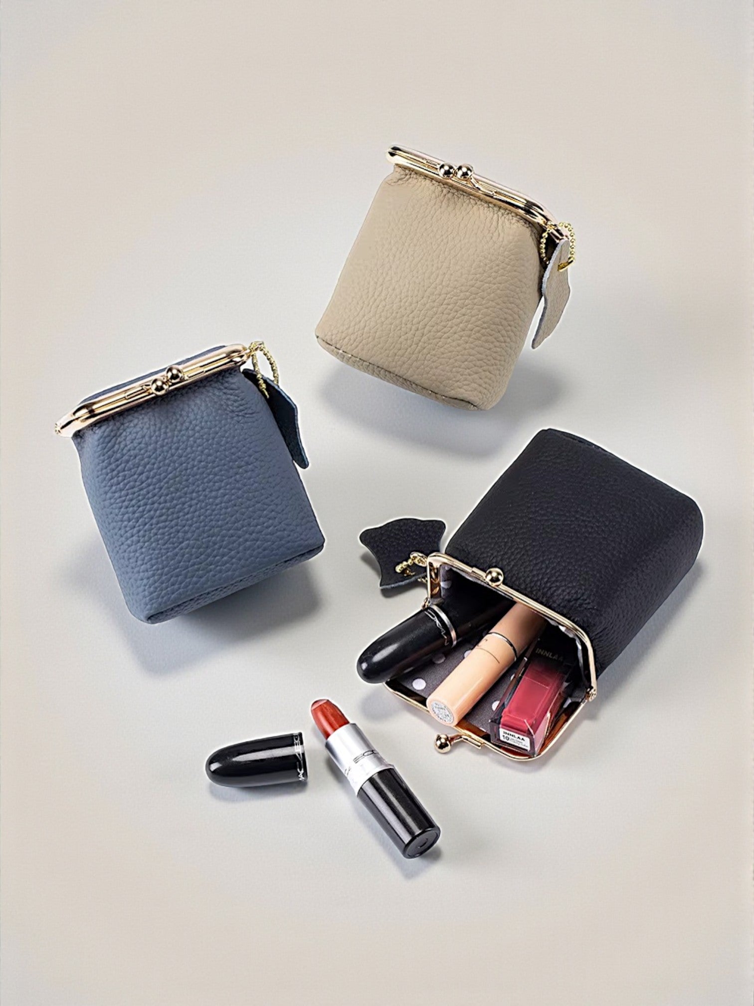 Mini Kiss Lock Coin & Lipstick Pouch