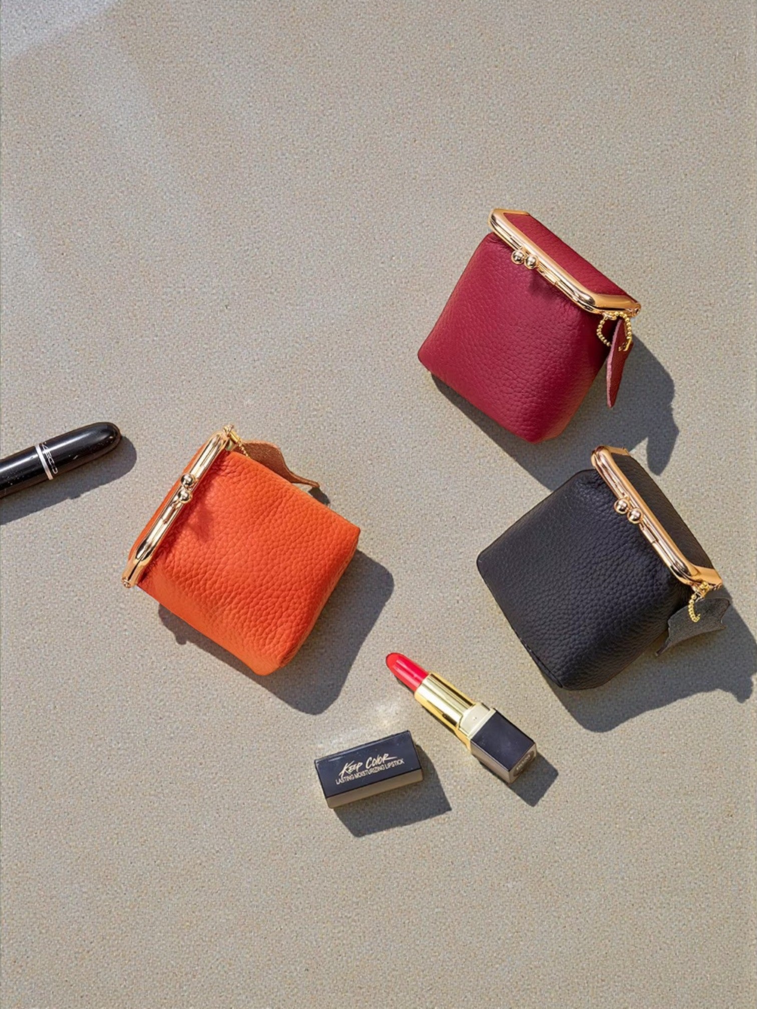 Mini Kiss Lock Coin & Lipstick Pouch