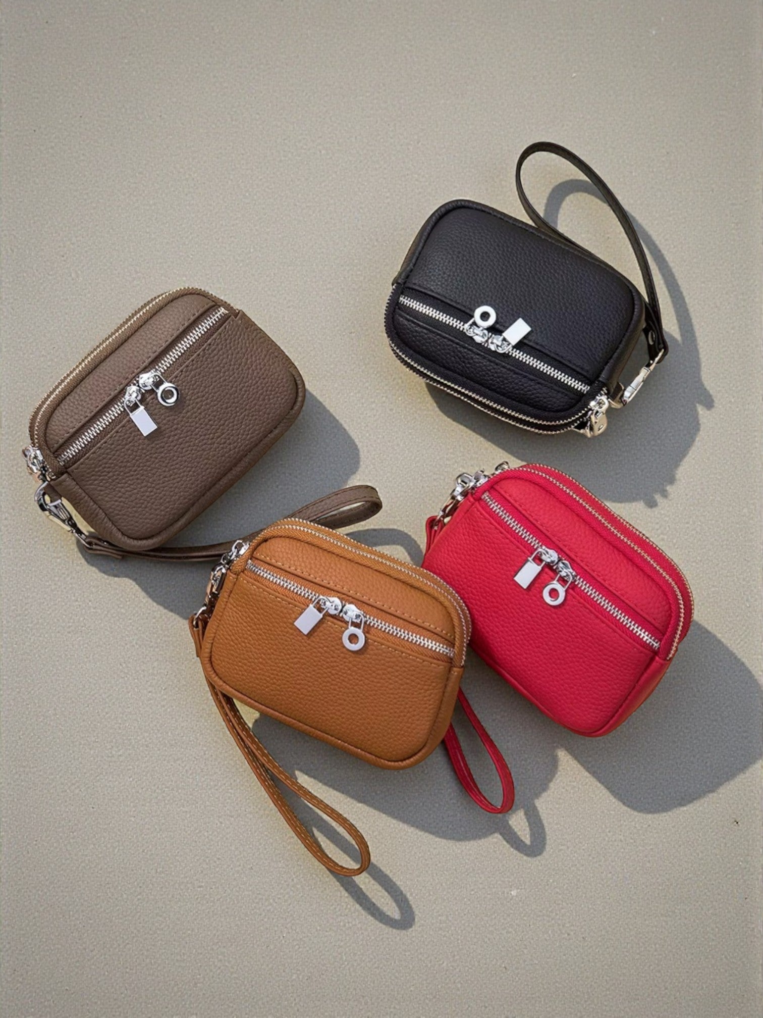 Luxe Dual-Zip Leather Wristlet