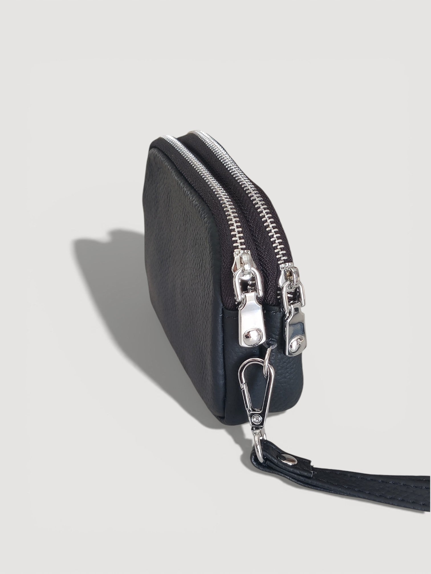 Luxe Dual-Zip Leather Wristlet