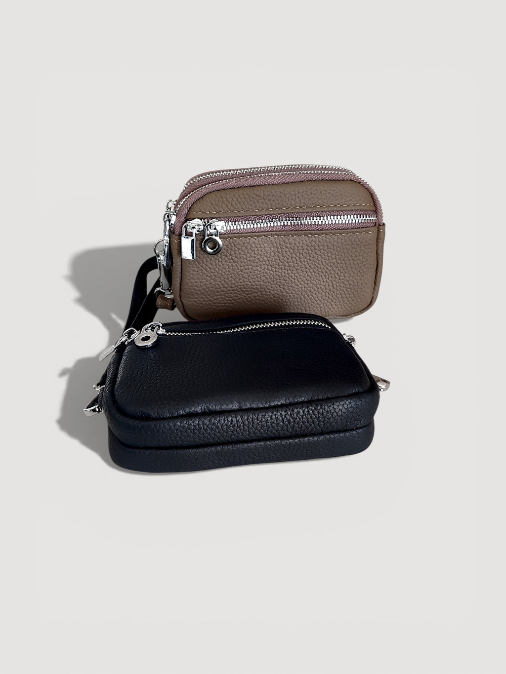 Luxe Dual-Zip Leather Wristlet