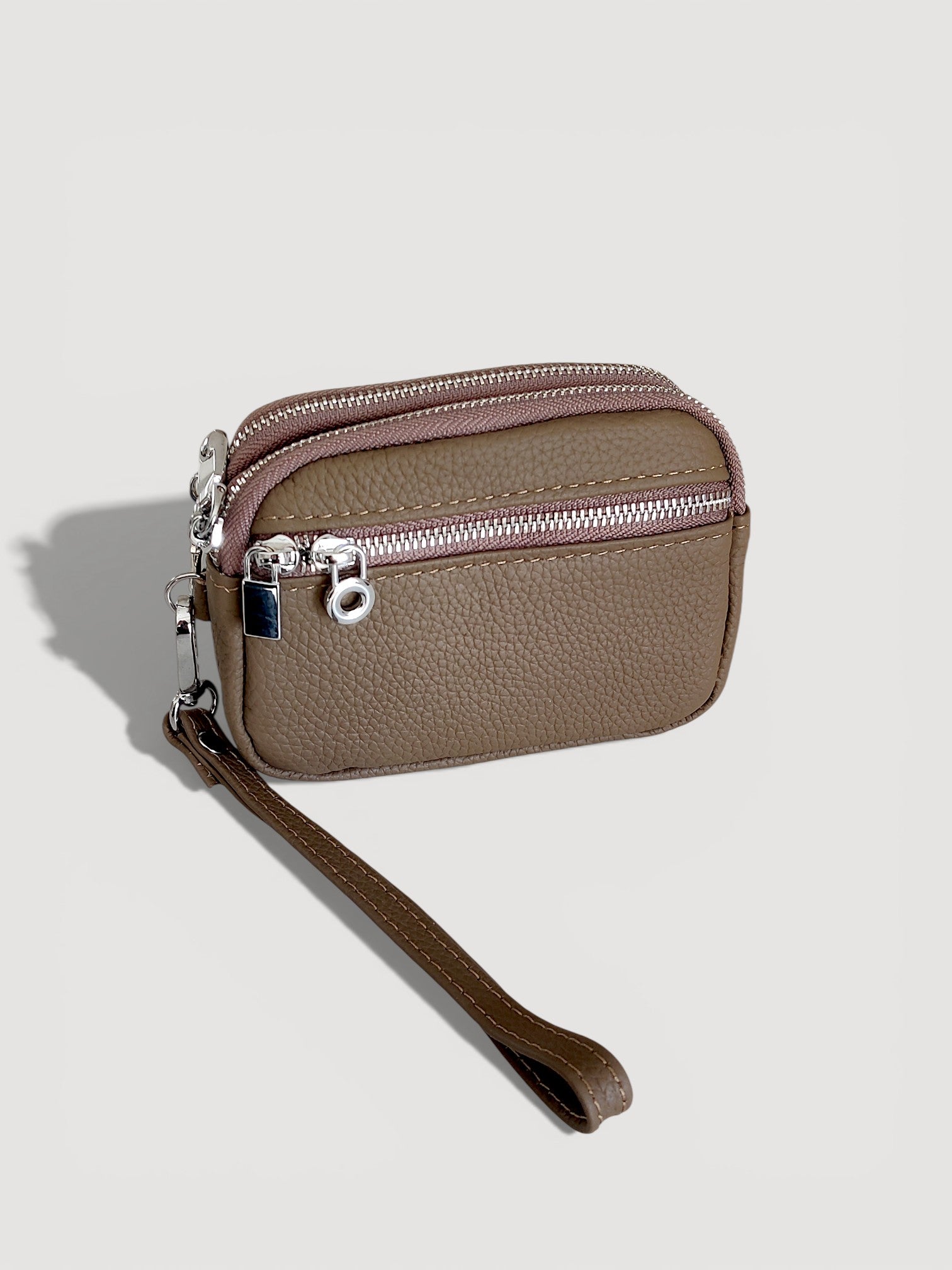 Luxe Dual-Zip Leather Wristlet